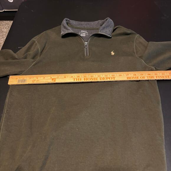 Polo Ralph Lauren Luxury Green 1/4 Zip Cotton Viscose Blend Men's size Medium M - Picture 3 of 7